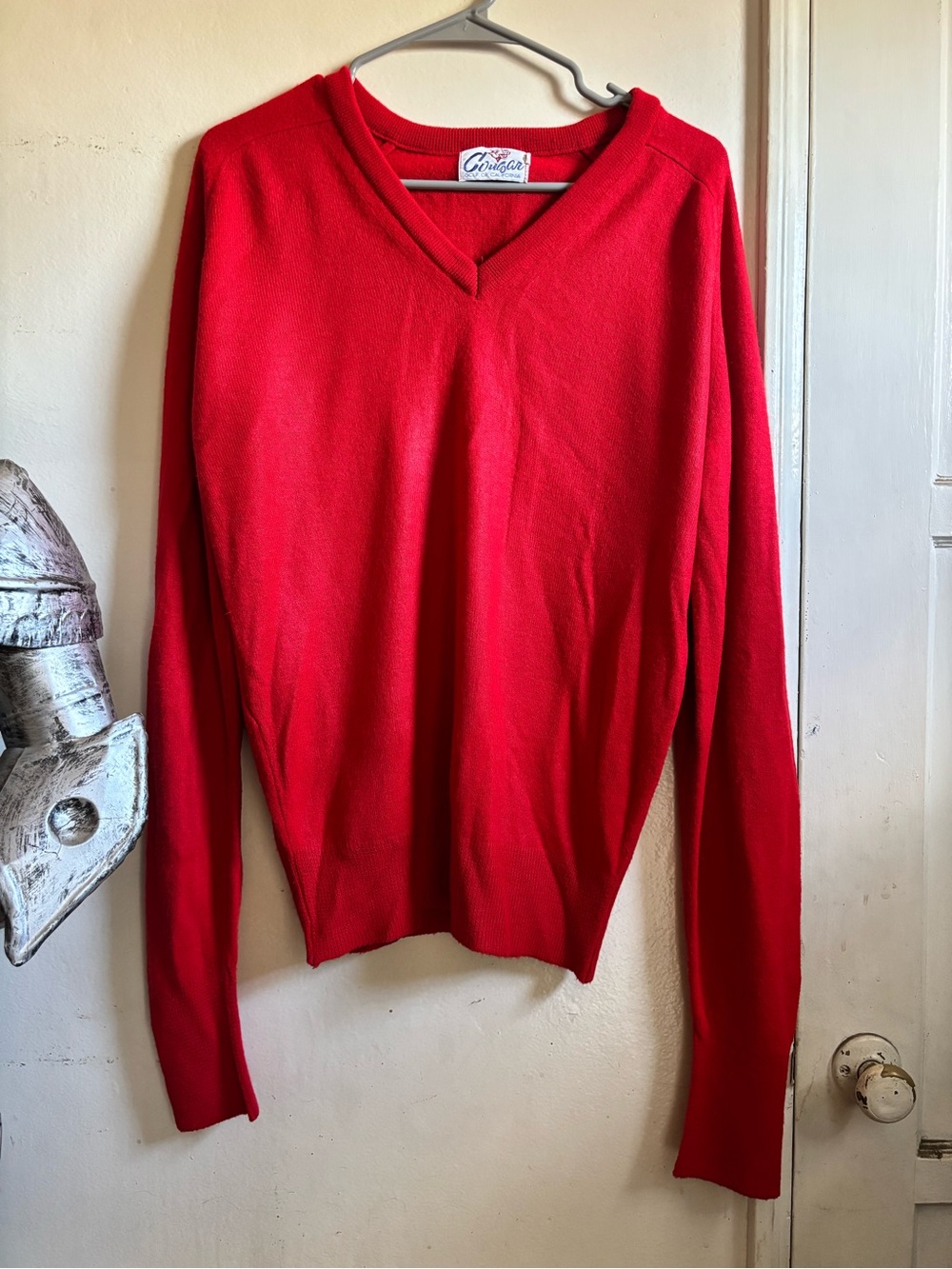 Cougar Vibrant Red V-Neck Women's Sweater